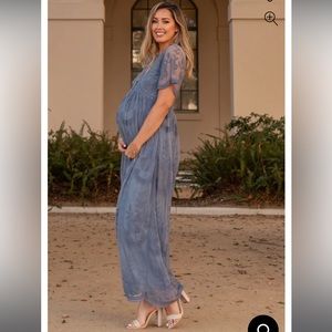 Blue Lace Boho Maternity Gown